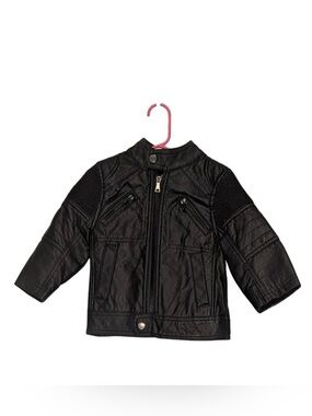 Urban Republic Kids Black Faux Leather Biker Moto Zip Up Jacket Size XS/2T